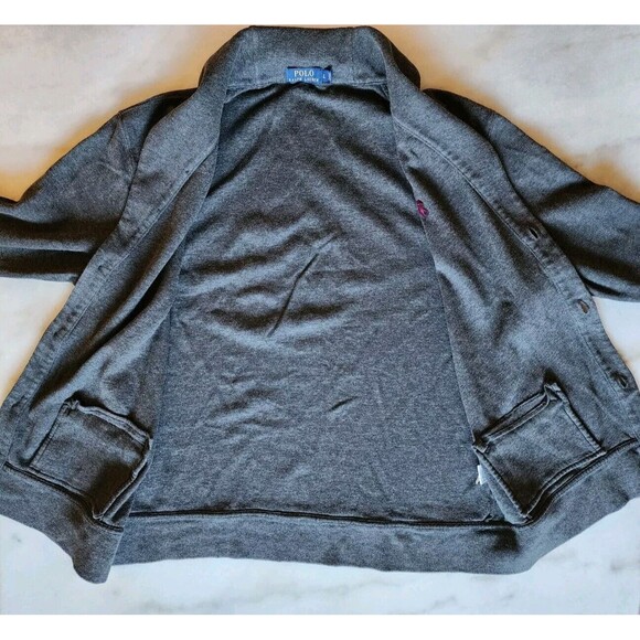 Polo Ralph Lauren Cardigan Sweater Men's Large Gray Knit Collared Button Up - Picture 13 of 13
